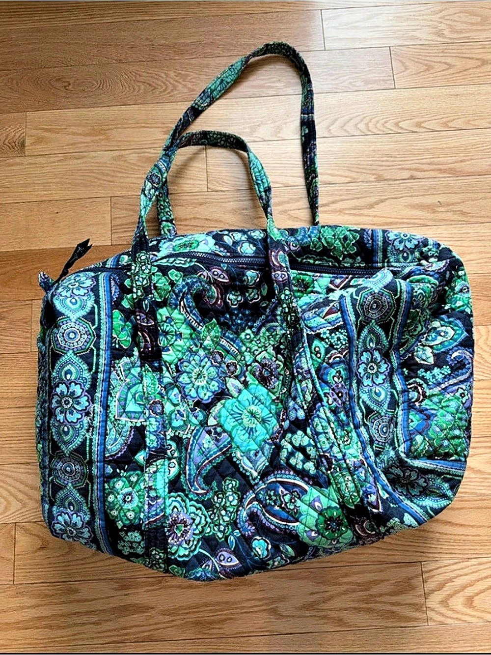 Vera Bradley Large Original Duffel Bag Floral Tote Blue & Green